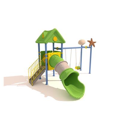 Tüp Kaydıraklı 2 Salıncaklı - Deniz Yıldızı ve Kabuğu Figürlü Çocuk Oyun Parkı Modeli