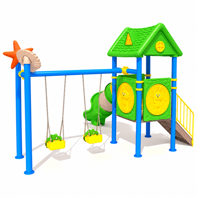 Childrens Playground – Tube Slide and Double Swing Model with Starfish and Seashell Theme