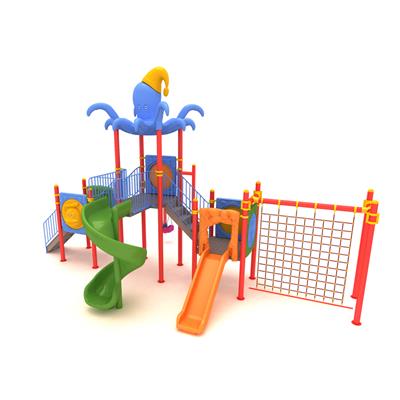 Çocuk Oyun Parkı 9.5x6.5m, Ahtapot Çatılı Üç Kaydıraklı Model