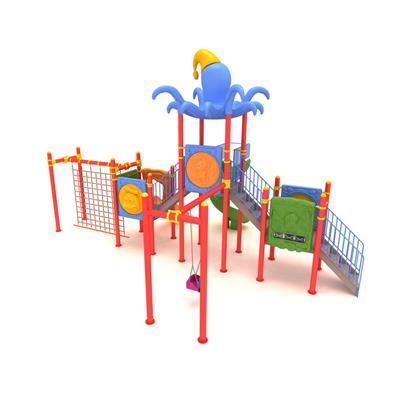 Çocuk Oyun Parkı 9.5x6.5m, Ahtapot Çatılı Üç Kaydıraklı Model