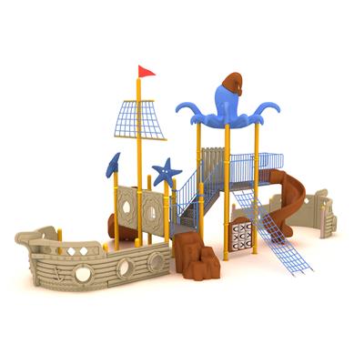 Gemi Temalı Çocuk Parkı 10x6m, Tırmanma Halatlı Model