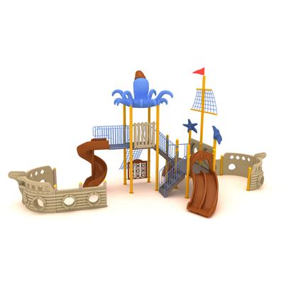 Gemi Temalı Çocuk Parkı 10x6m, Tırmanma Halatlı Model