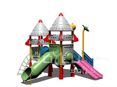 Roket Temalı Çocuk Oyun Grubu, 3 Kaydıraklı Model