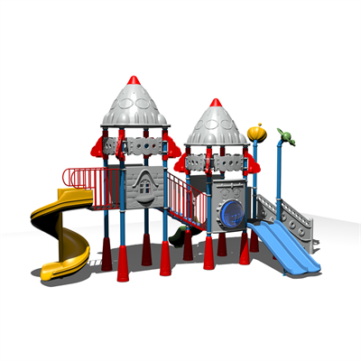Roket Temalı Çocuk Oyun Parkı 8x5m, Üç Kaydıraklı Model