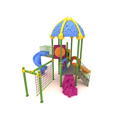 Çocuk Oyun Grubu, Üç Kaydıraklı Yaprak Çatılı 5.2mx7.4m