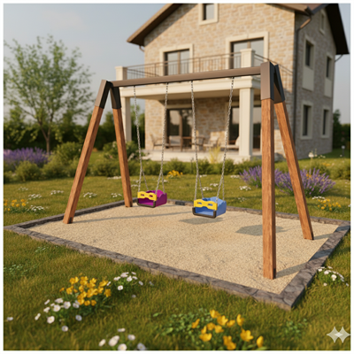 Swing Seat With Chain  Shock-Absorbing Rubber Protection