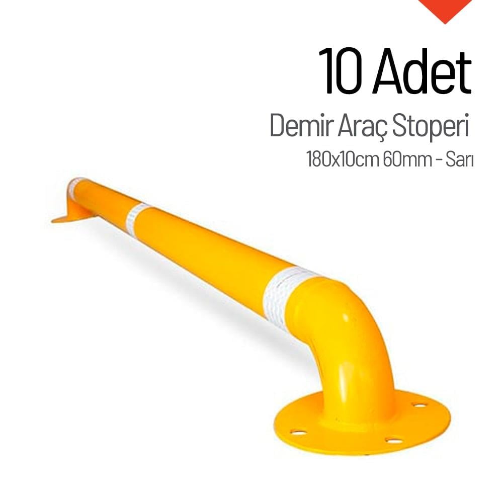10'lu Set 180x10 cm Demir Park Stoperi – Sarı Renkli