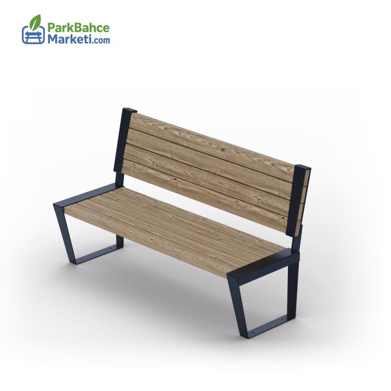 Açılı Geometrik Ayaklı Modern Ahşap Bank