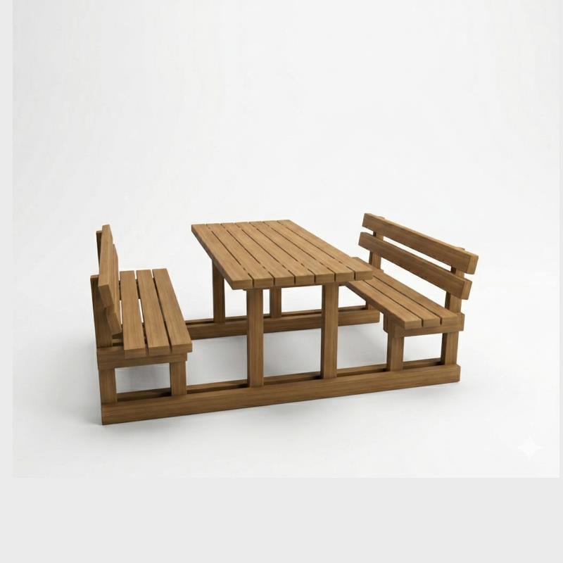 Wooden Picnic Table with Backrest, 170 cm