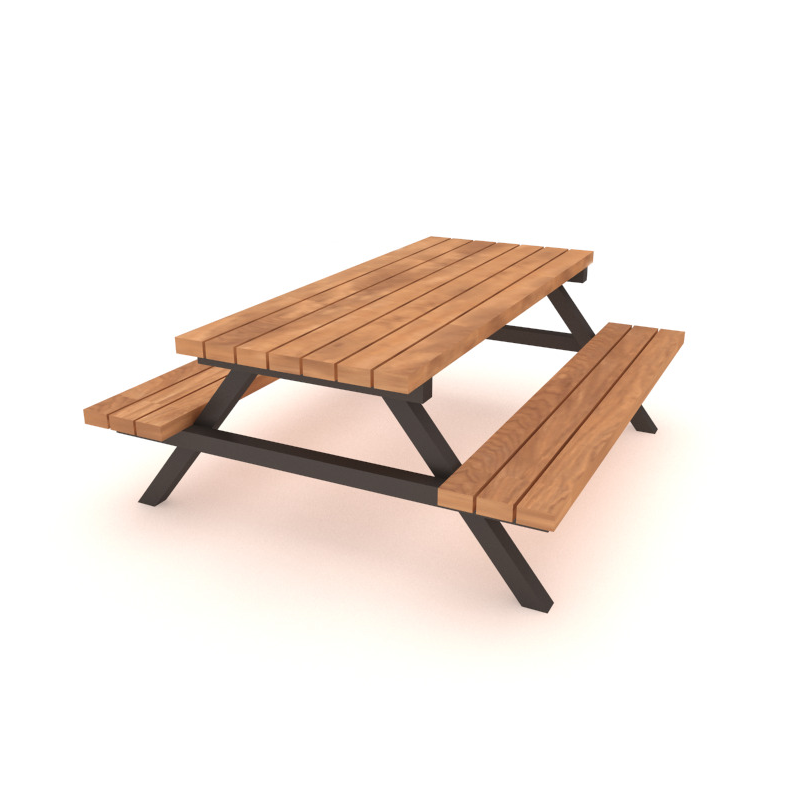 Wooden Picnic Table with Metal Legs, 180 cm