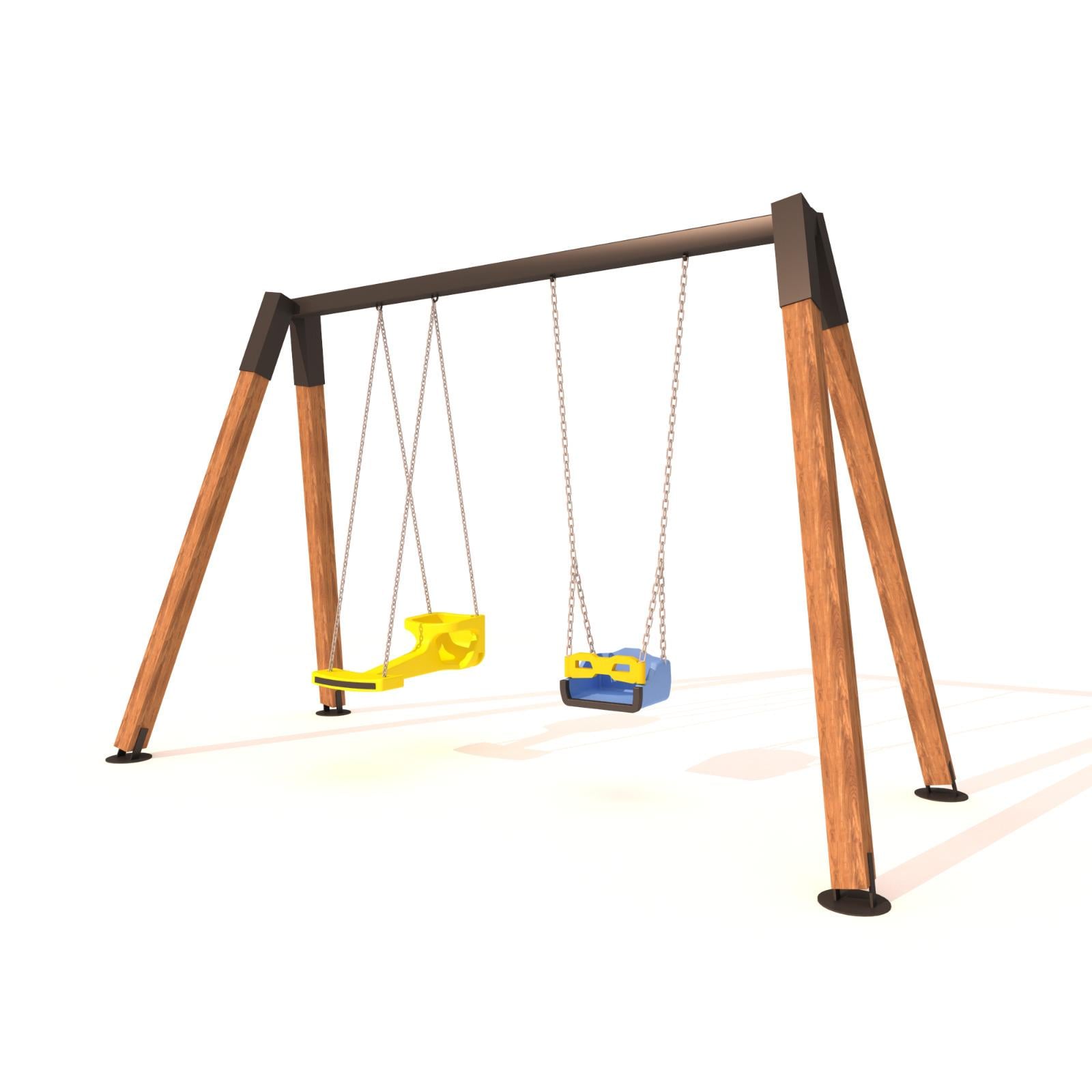 Wooden Swing Set – Parent & Child Safety Seat Combo 
