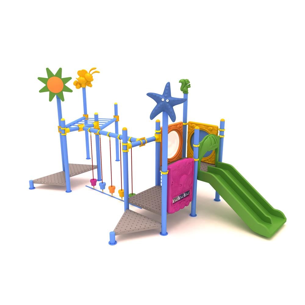 Beş Platformlu Bir Kaydıraklı Çok Aktiviteli Çocuk Oyun Grubu