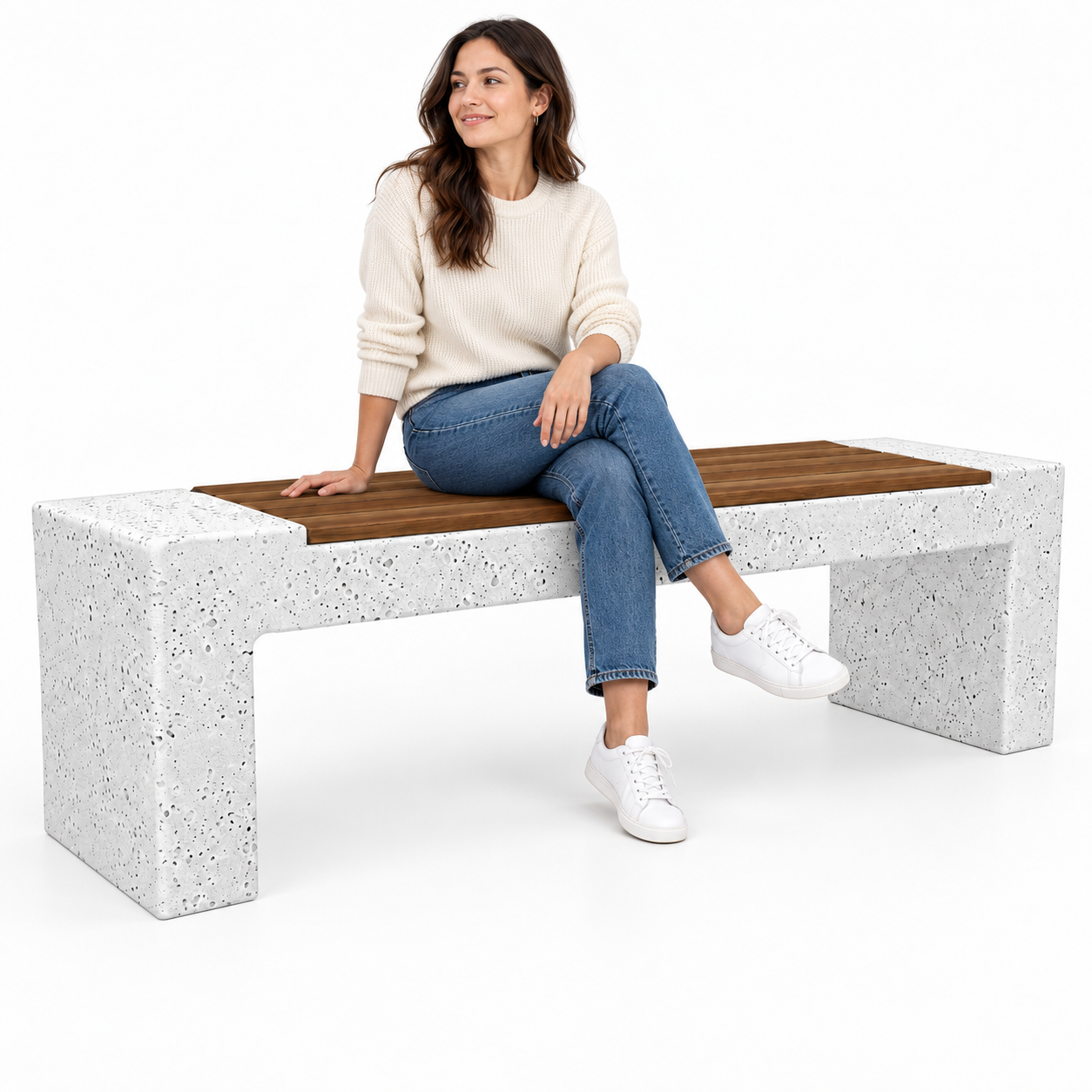 Beton Oturma Bankı KMT-100AH Ahşaplı Model