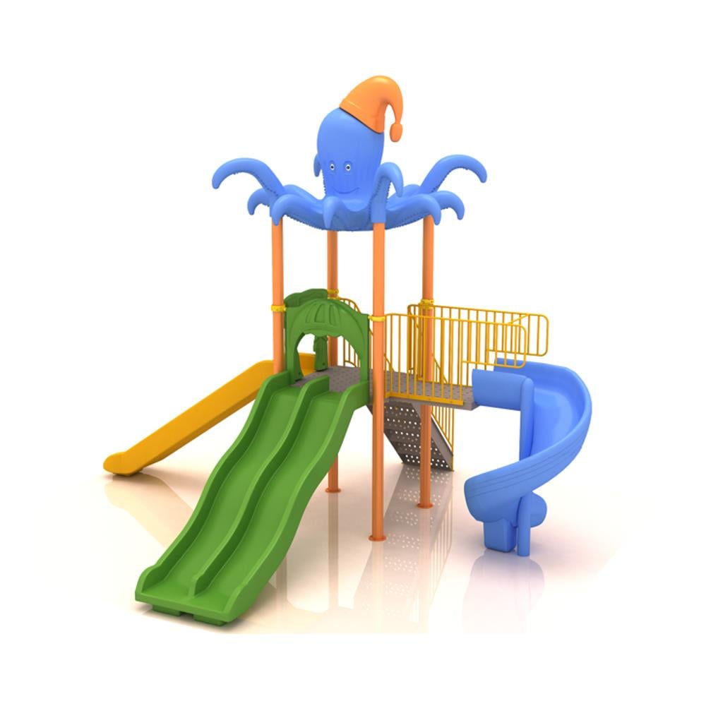 Bir Kuleli Üç Kaydıraklı Ahtapot Çatılı Çocuk Oyun Grubu