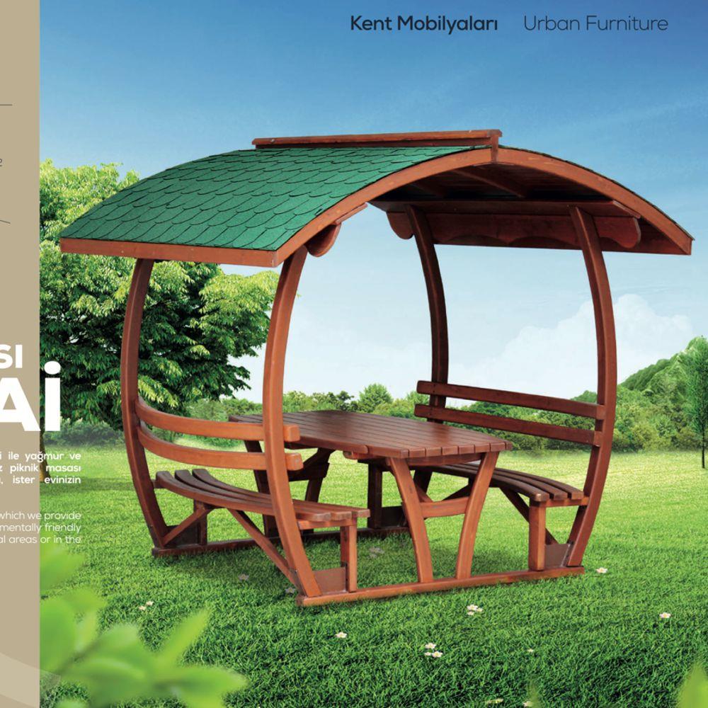 Wooden Picnic Table with Roof – Model HRC-100
