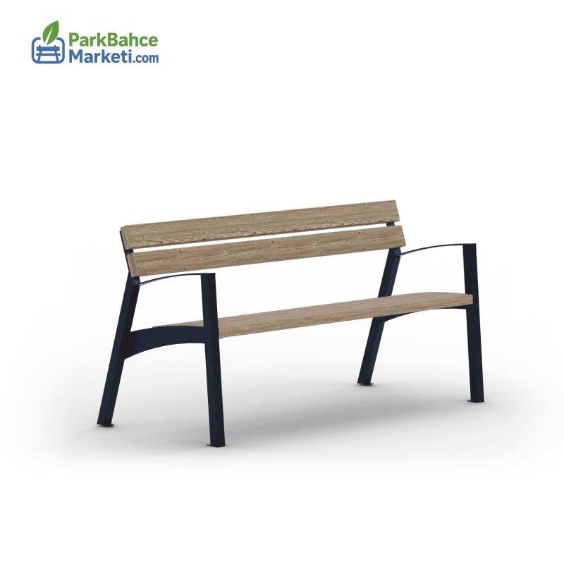 Çift Sırt Latalı Minimal Kolçaklı Ahşap Bank