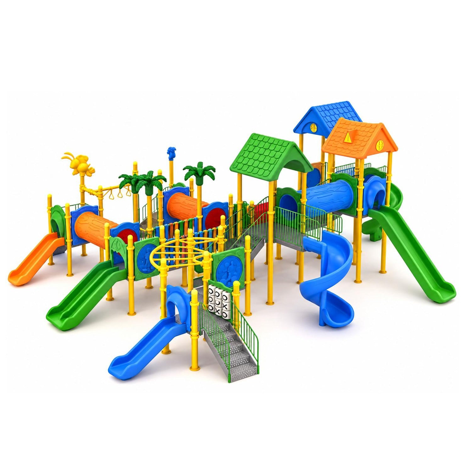 Outdoor Playground Set with Ten Towers and Six Slides – 13 x 11 m