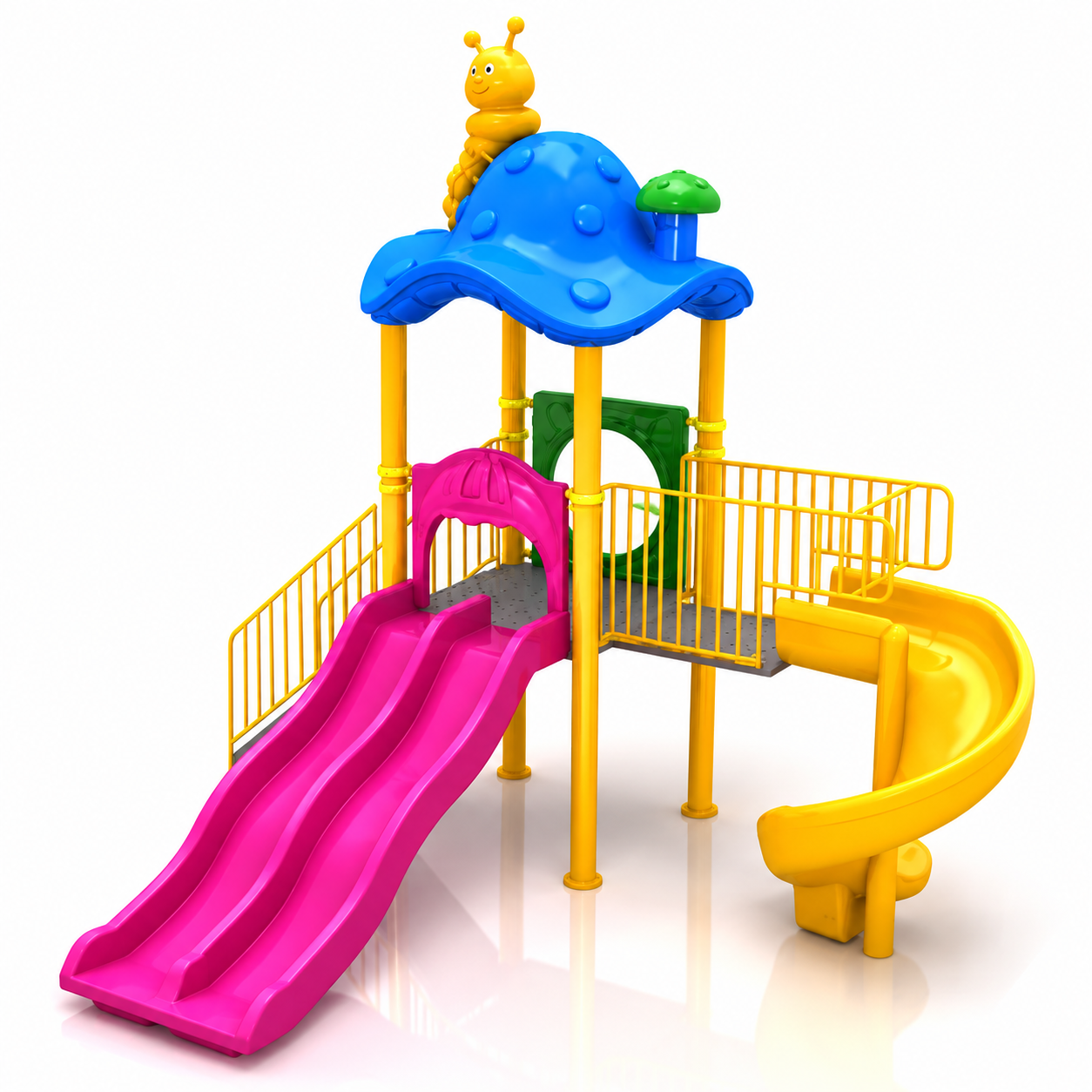 Mushroom Roof Playground Set with Two Slides – 3.5m x 4m