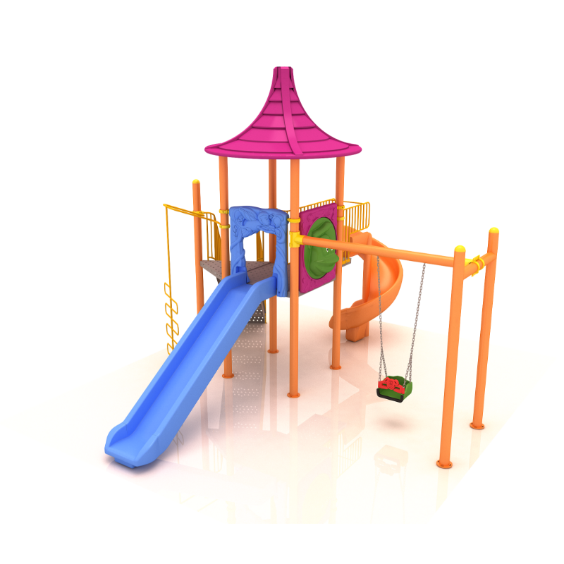 Çocuk Oyun Grubu, İki Kuleli, İki Kaydıraklı Konik Çatılı ve Salıncaklı