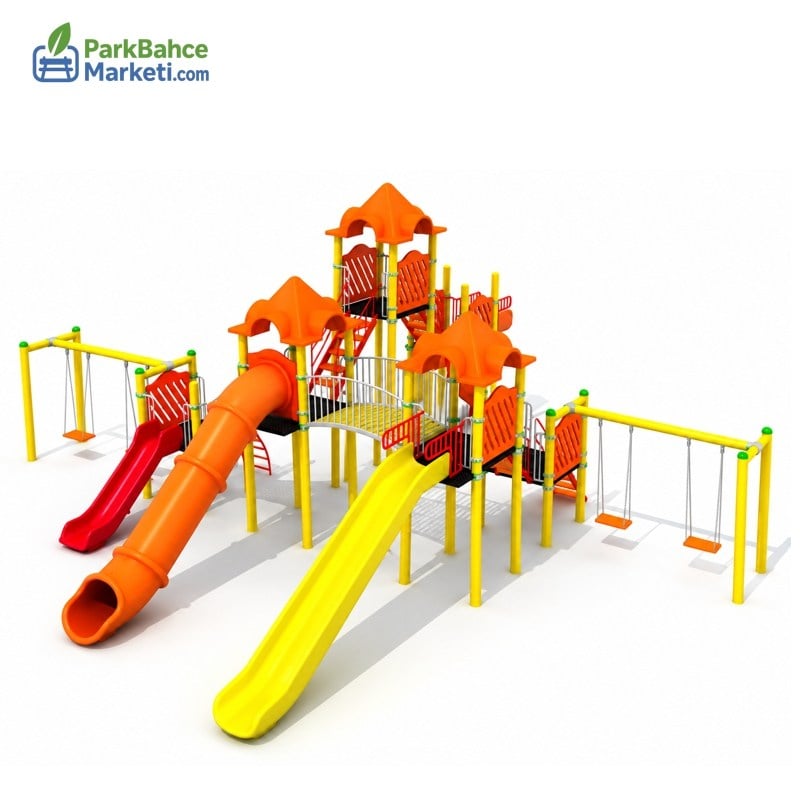 Outdoor Playground Set with Four Slides and Four Swings – BOS-15 (12x12m)