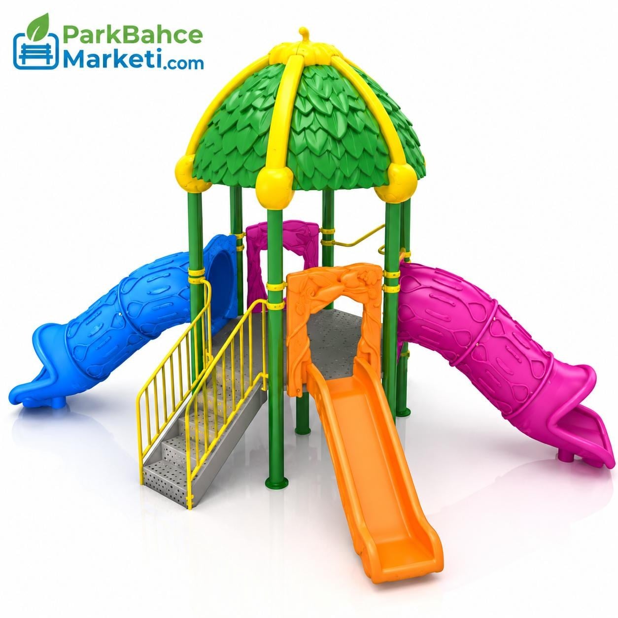 Çocuk Oyun Parkı 6.5x4.5m, Yaprak Çatılı Model