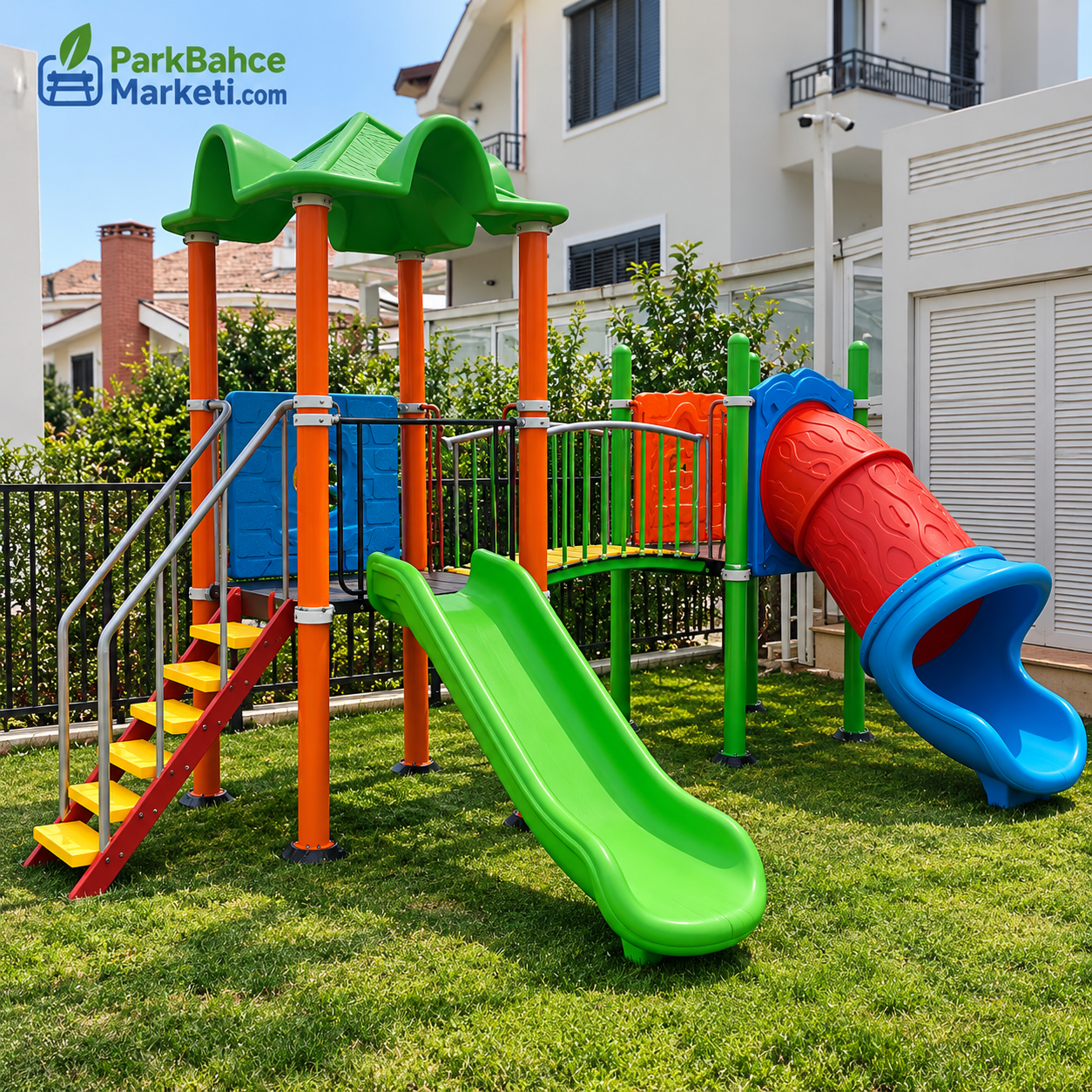 Çocuk Oyun Parkı 6x4m, 2 Kaydıraklı Klasik Model
