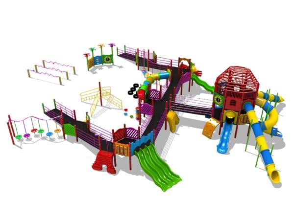 Mega-Size Inclusive Playground with Multi-Activity Zone – 15 x 20 m