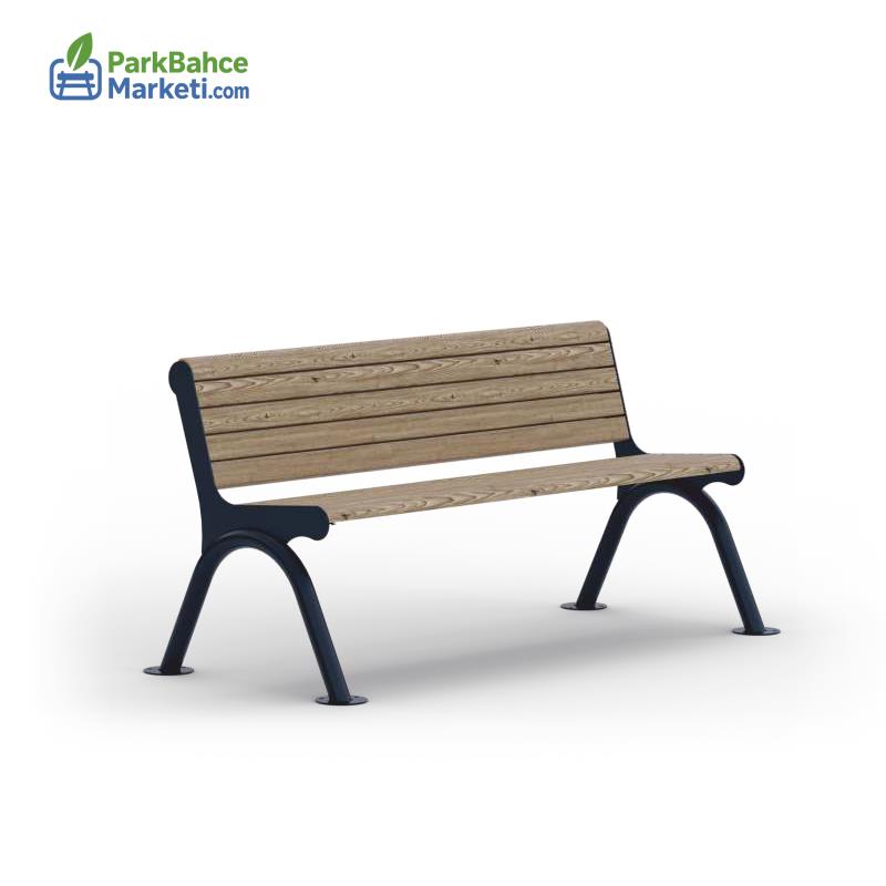 Dinamik Formlu Metal İskeletli Ahşap Bank