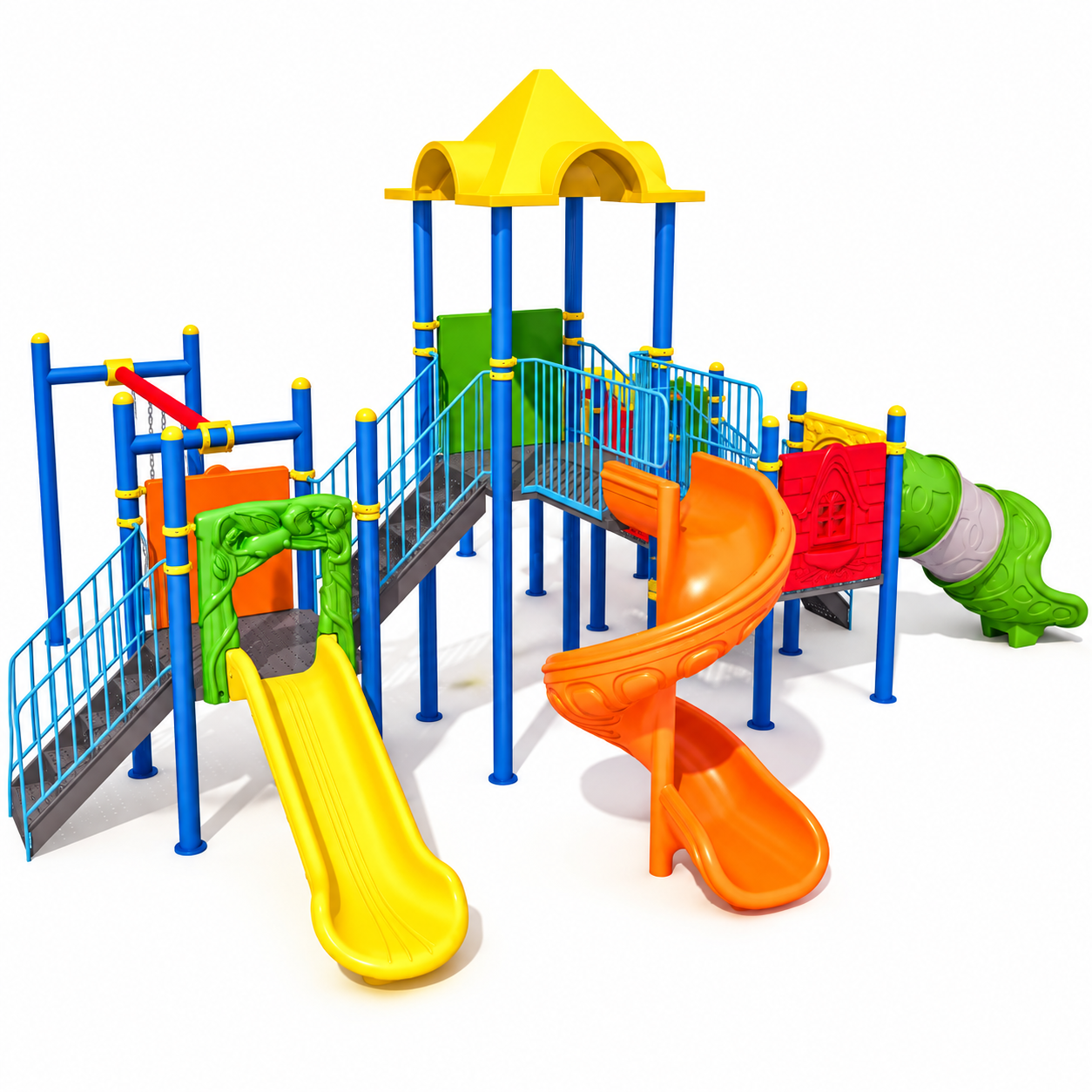 Outdoor Playground Set with Three Slides and Double Swing – BOS-12 (8x8m)