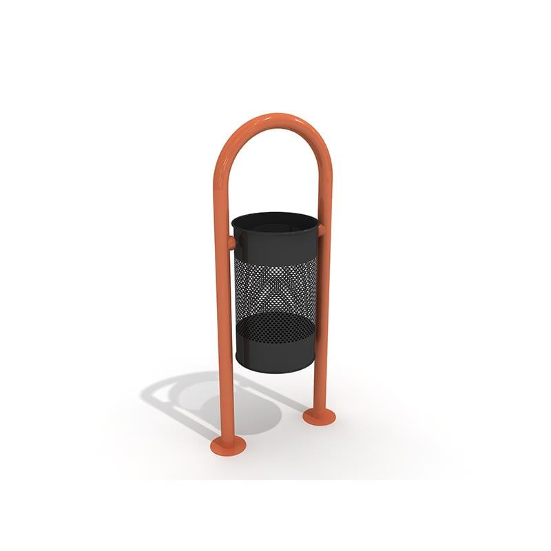 Metal Outdoor Waste Bin 30L – Perforated Black Freestanding Model