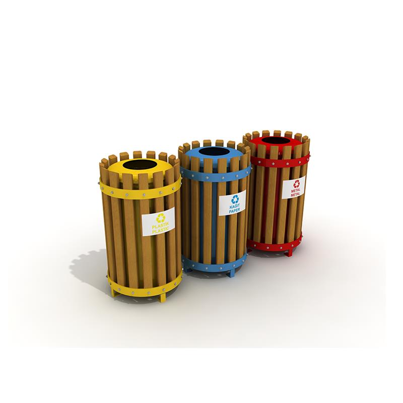 Dış Mekan Geri Dönüşüm Atık Ünitesi Ahşap