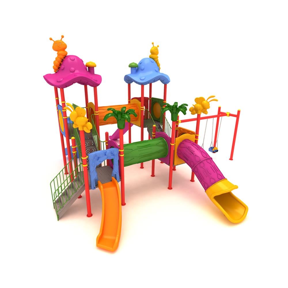 Dört Kuleli Dört Kaydıraklı Mantar Çatılı Çocuk Oyun Grubu