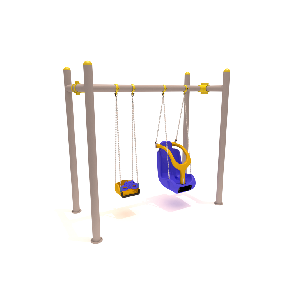 Inclusive Swing Set with Accessible and Standard Seats 