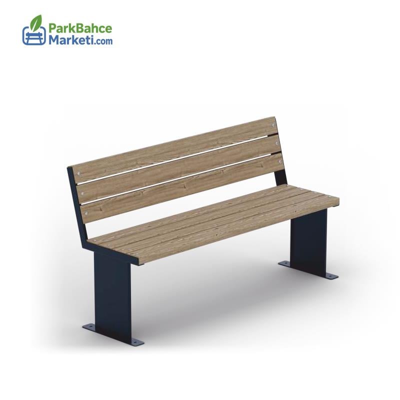 Geniş Sac Ayaklı Modern Arkalıklı Ahşap Bank