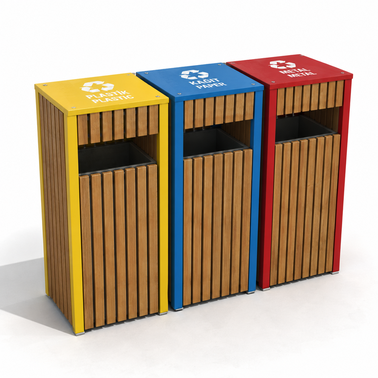 Triple Wooden Recycling Bin Unit | 3x28L 