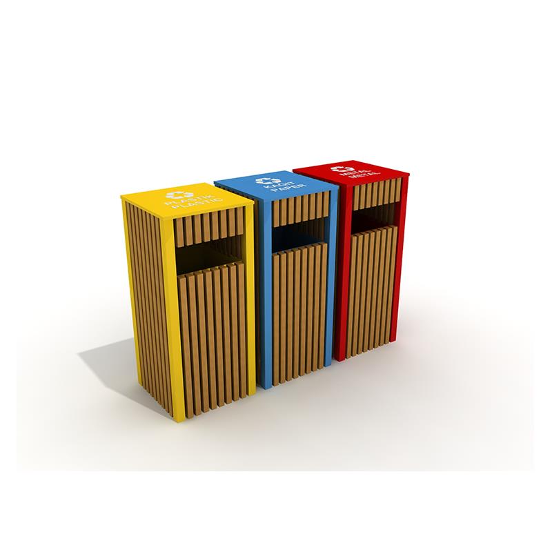 Triple Wooden Recycling Bin Unit | 3x28L 