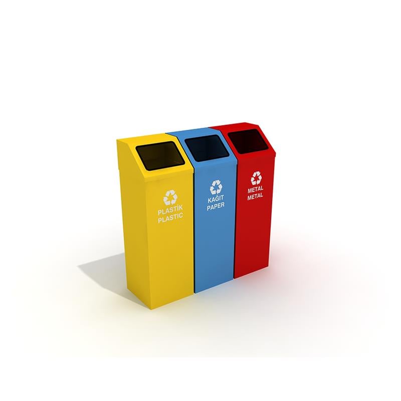 Recycling Bin Unit – 3x40L Metal Waste Separation Set