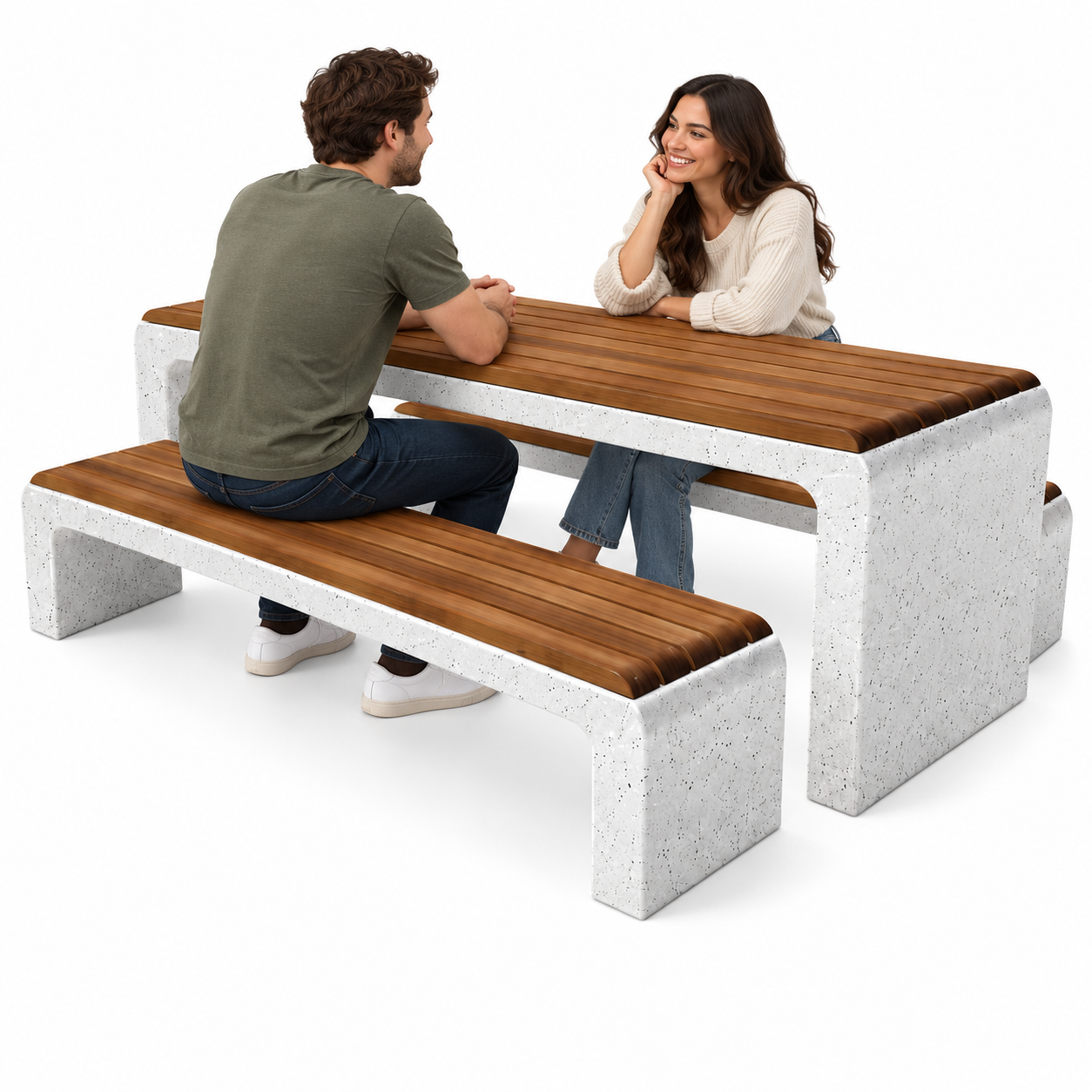 HR-500 Ahşap Oturaklı Beton Piknik Masası