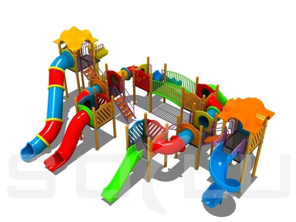 İki Kuleli Altı Kaydıraklı Çocuk Oyun Parkı