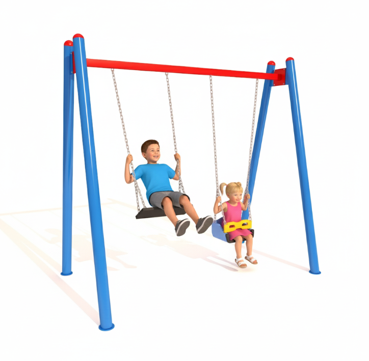 Double Swing Set – Classic Model with Guarded & Open Seat