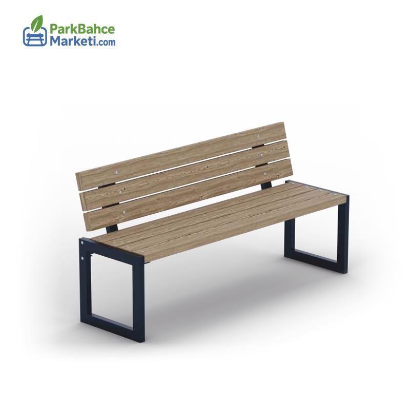 Kare Profil Ayaklı Endüstriyel Tasarım Ahşap Bank