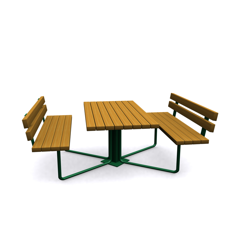 Wooden Picnic Table with Backrest, 145 cm – Metal Legs