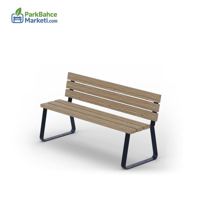 Modern Kavisli Lama Ayaklı Arkalıklı Ahşap Bank