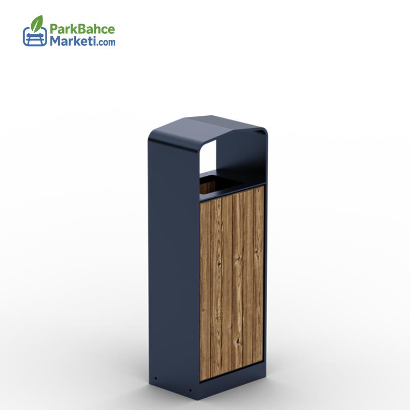 Monoblok Şapka Tasarımlı Ahşap Panelli Çöp Kovası