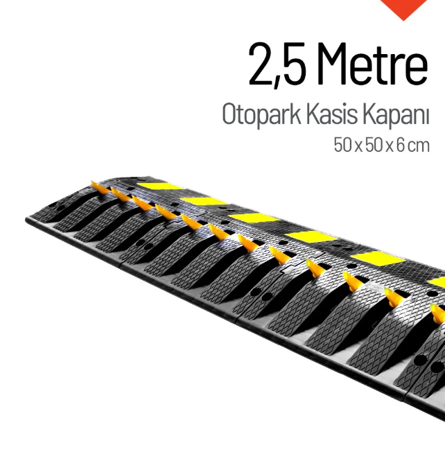 Otopark Kasis Kapanı 2.5 Metre Set - Tek Yönlü Araç Kapanı ve Hız Kasisi