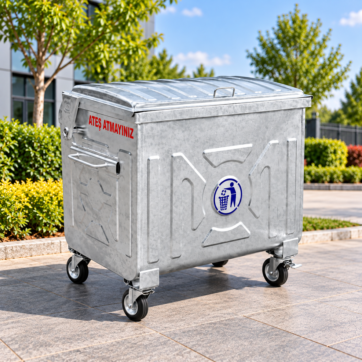 Sıcak Daldırma Galvanizli Çöp Konteyneri 770 Litre