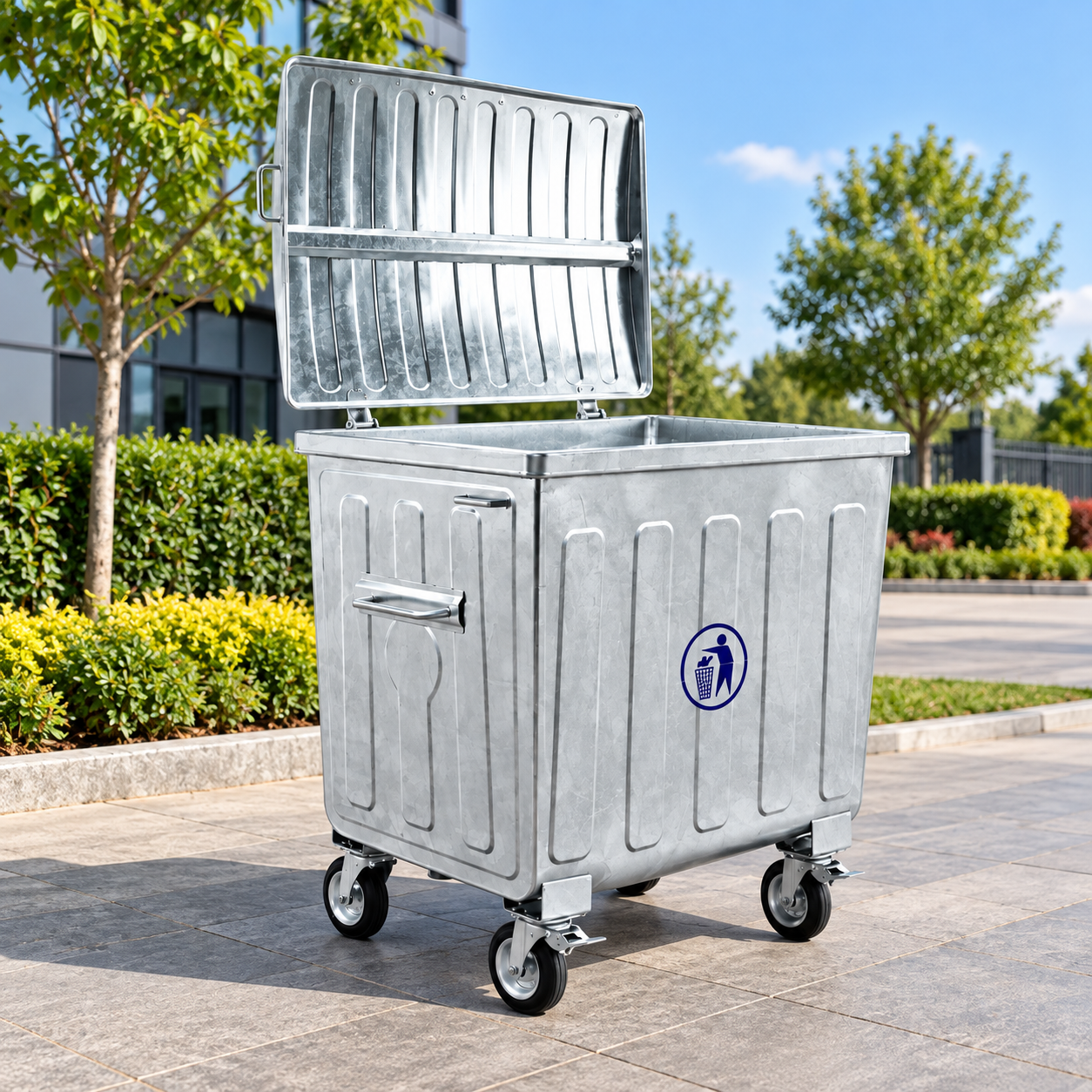 Sıcak Daldırma Galvanizli Çöp Konteyneri 1100 Litre