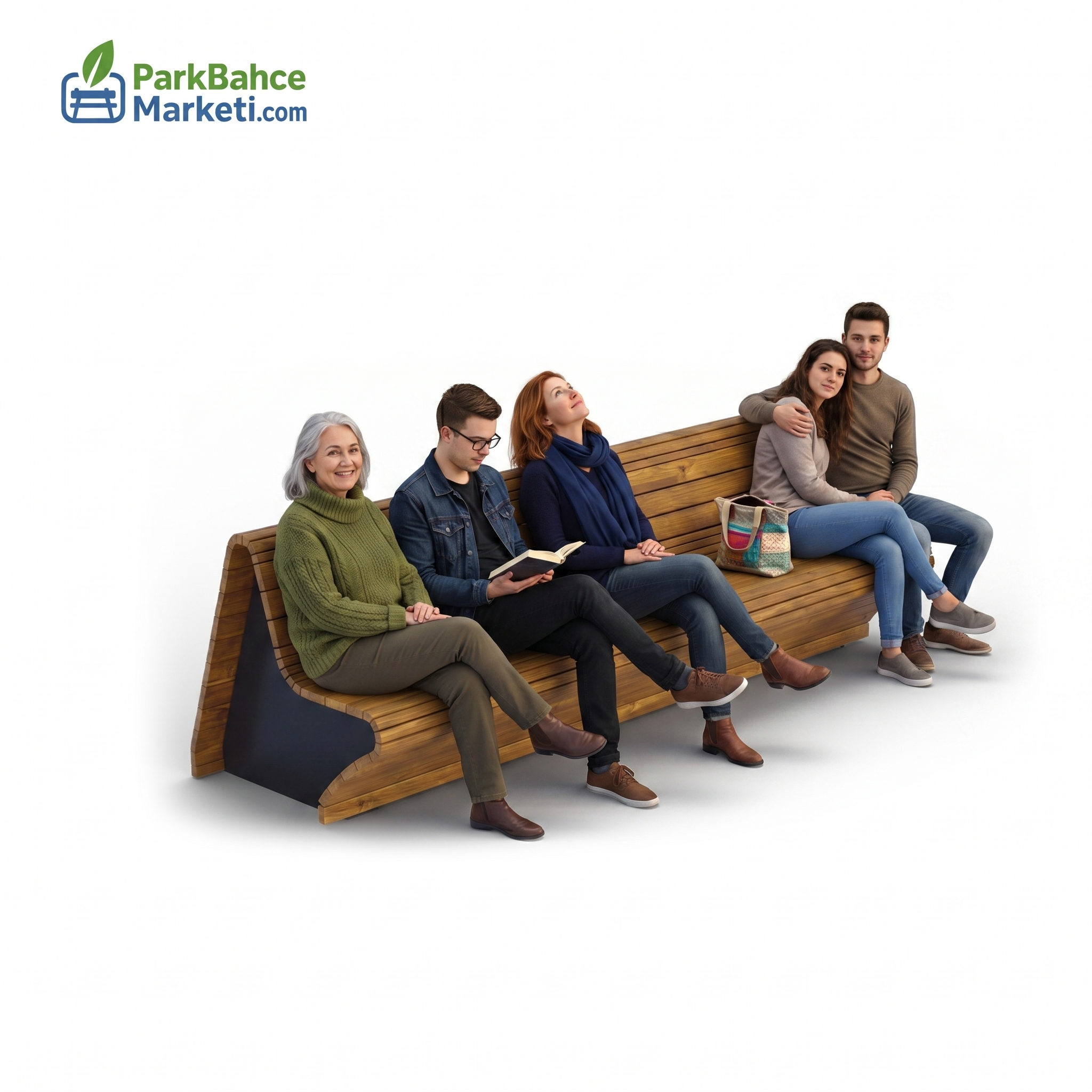 Full Cladding Curved Body Modern Wooden Bench