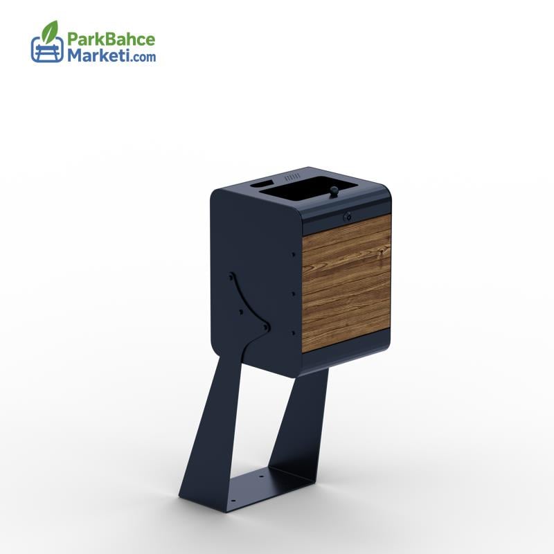 Tek Ayaklı Modern Tasarım Ahşaplı Çöp Kutusu