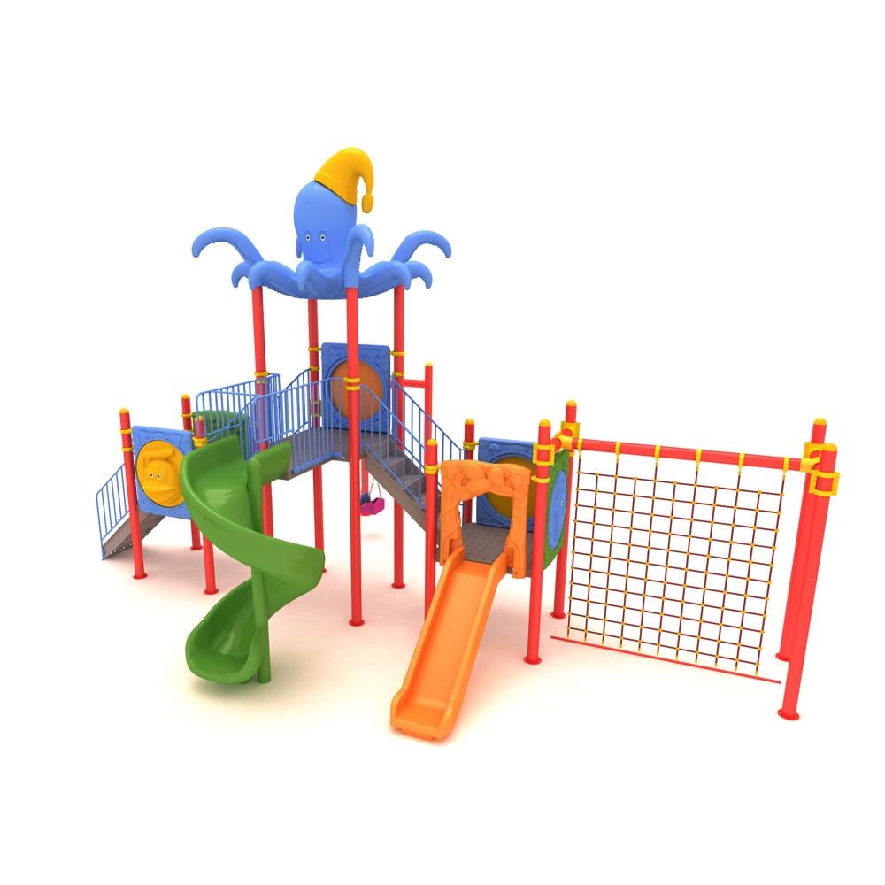 Outdoor Childrens Playground with Octopus Roof and Three Slides – 9.5m x 6.5m
